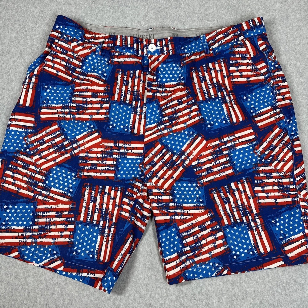 Hreski Shorts Men's 42x9 Chino American Flag Patriotic Performance Golf USA